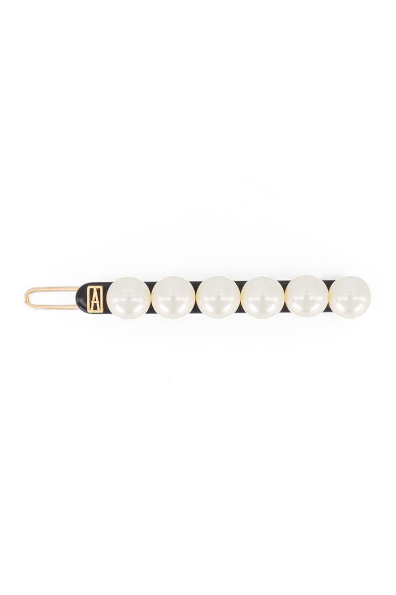 Pearl side barette hair clip, Main, color, black