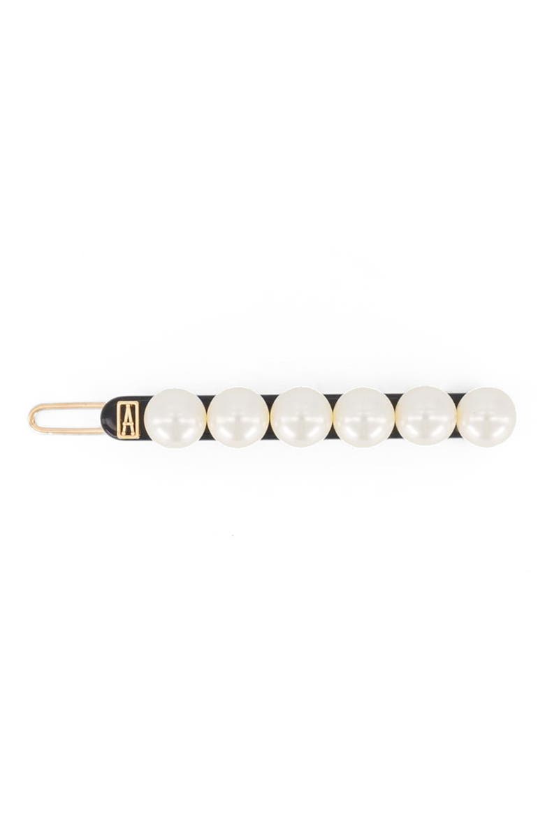 Alexandre de Paris Pearl side barette hair clip, Main, color, Black
