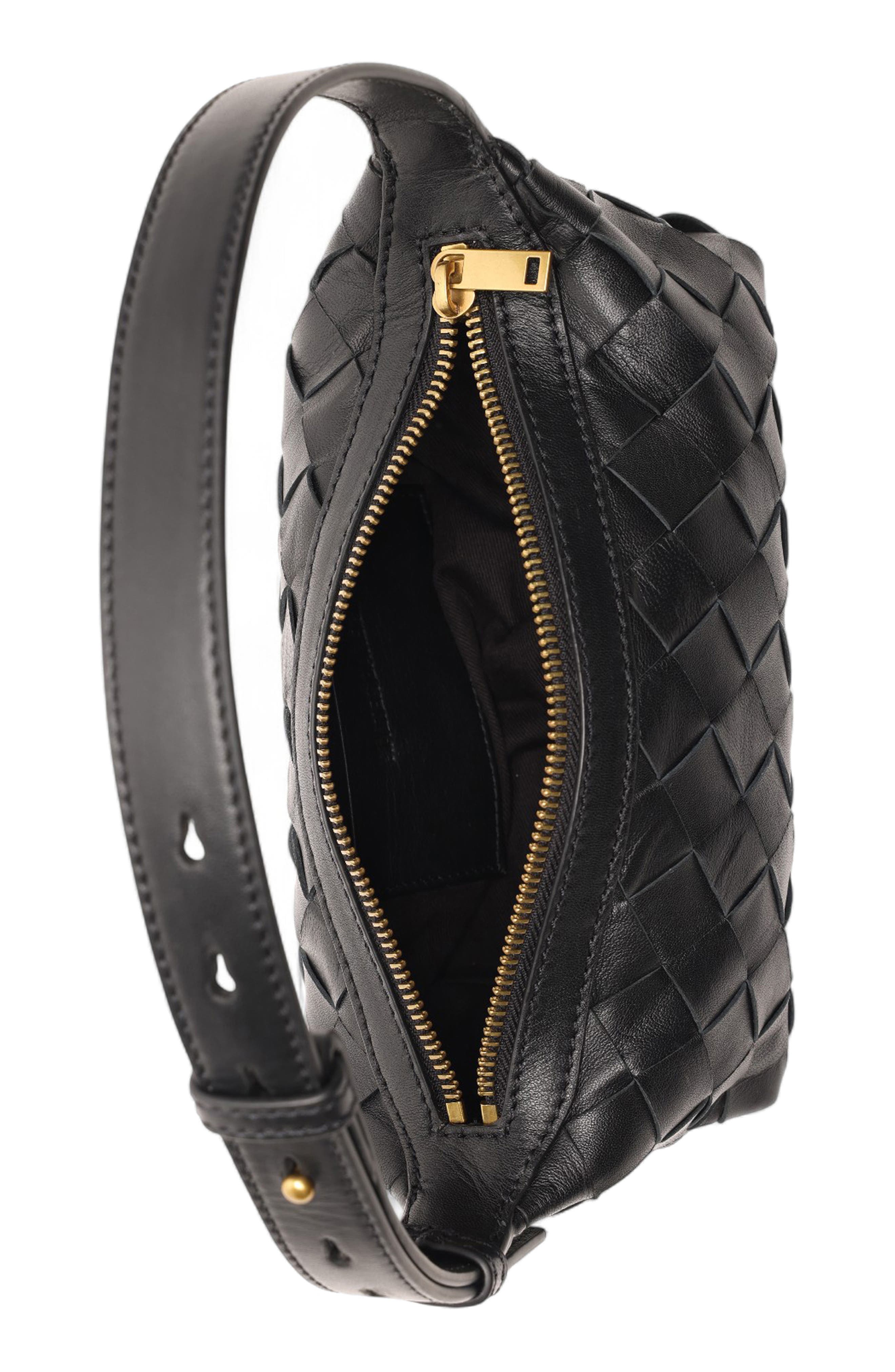 Walter Baker Aurora Woven Leather Mini Shoulder Bag, Alternate, color, Black