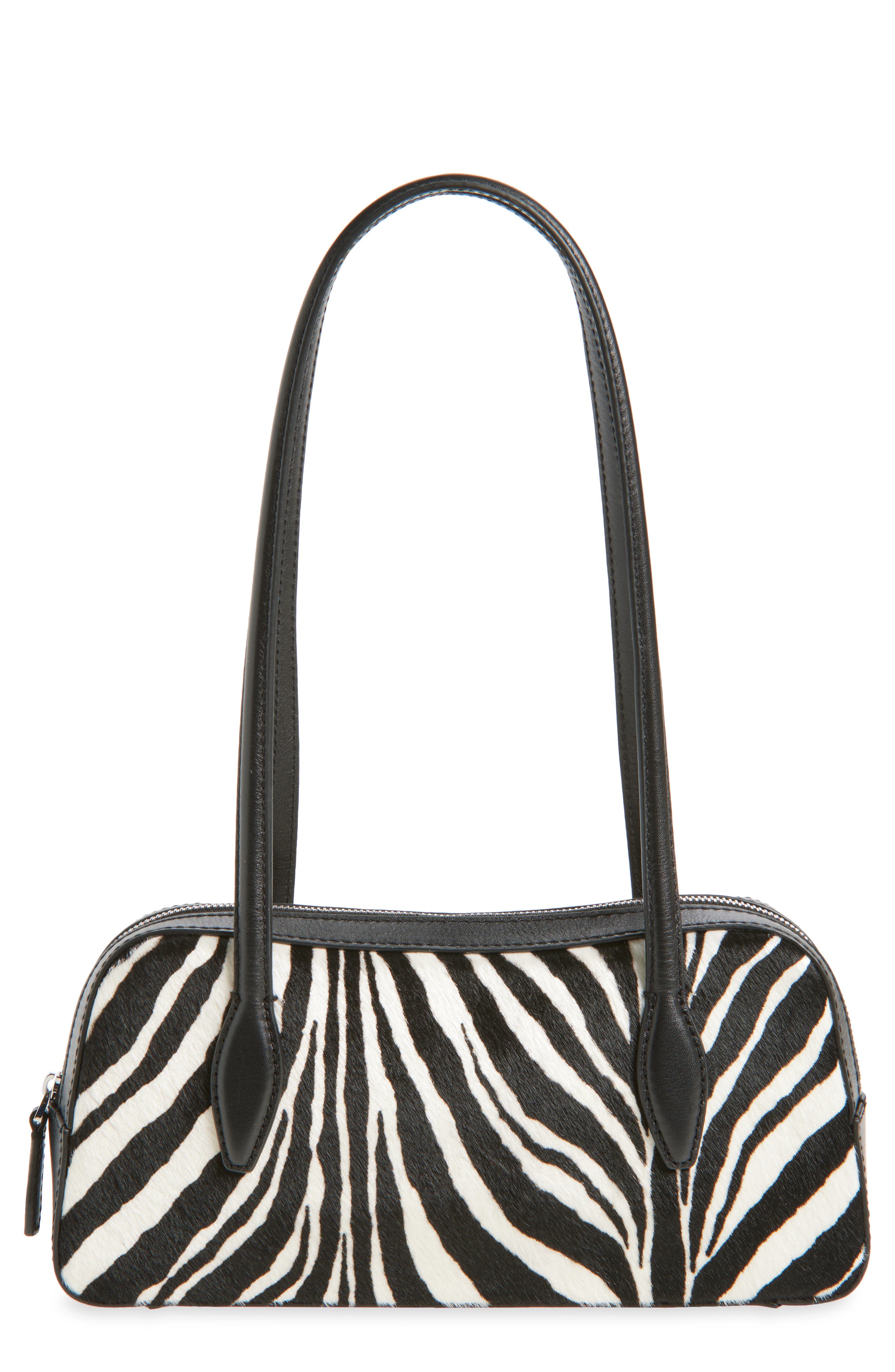 Madewell The Mini Top Zip Genuine Calf Hair Shoulder Bag, Main, color, True Black Multi