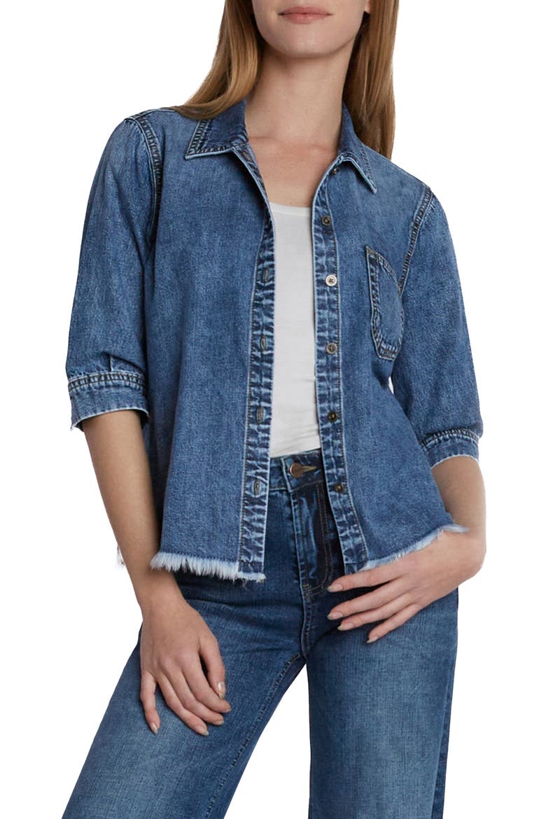 Everyday Fray Hem Denim Shirt, Main, color, REBECCA BLUE