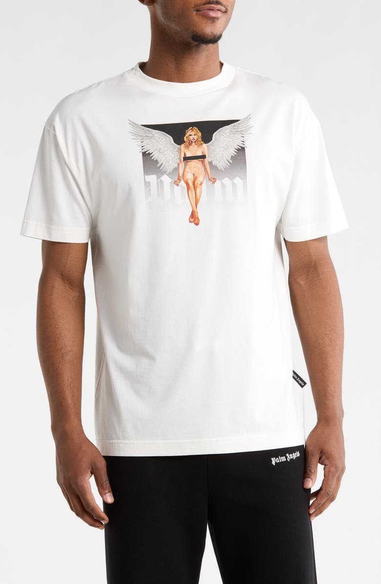 Palm Angels Cotton Graphic T-Shirt, Main, color, White