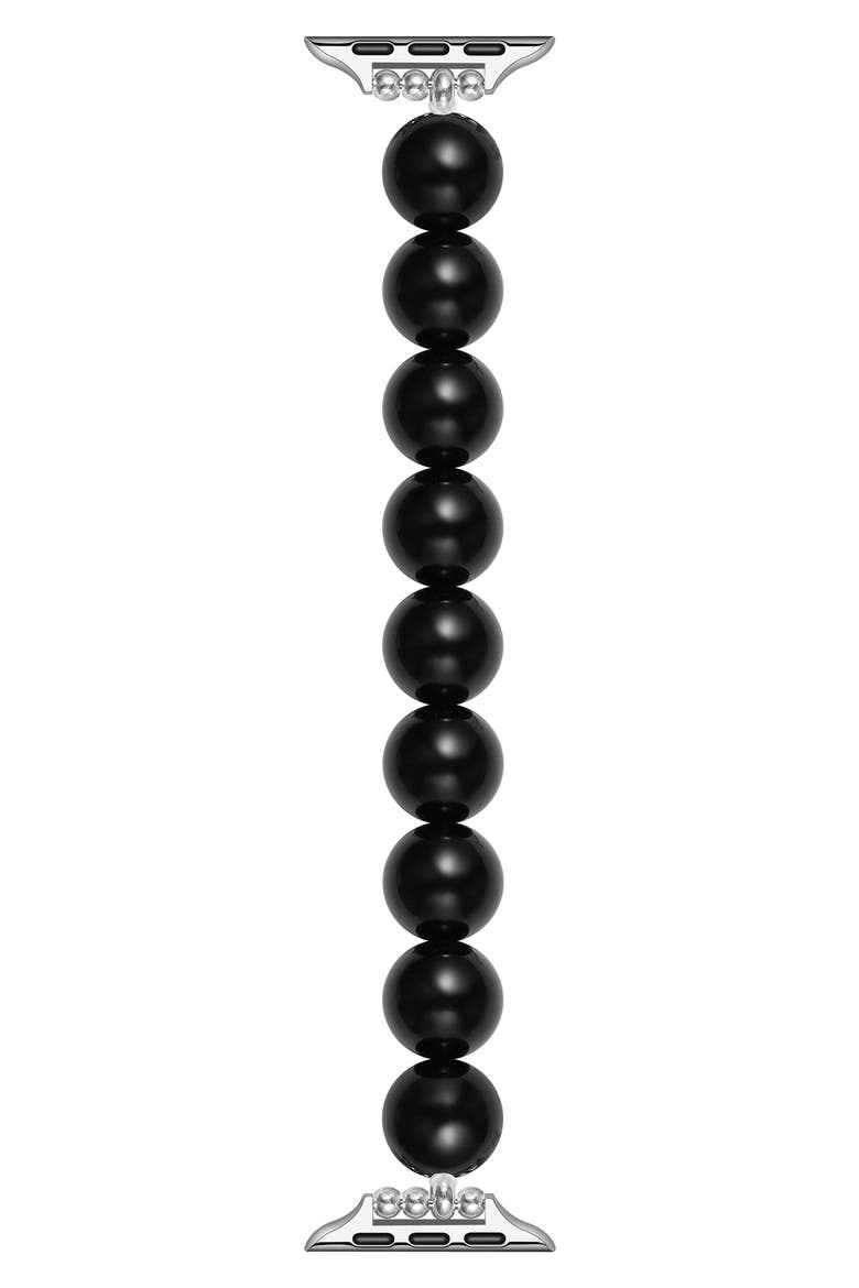 Violet Imitation Pearl Apple Watch® Bracelet Watchband, Main, color, BLACK