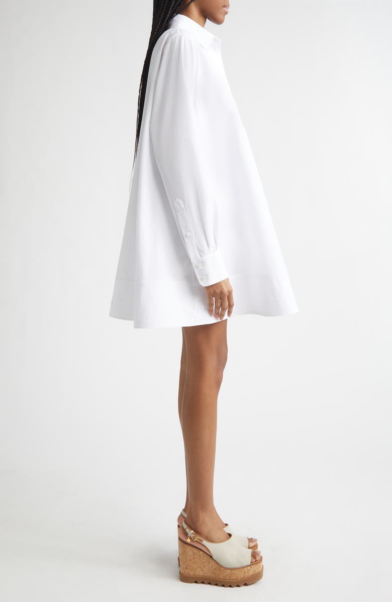 Stella McCartney Long Sleeve Poplin Mini Shirdress, Alternate, color, Pure White