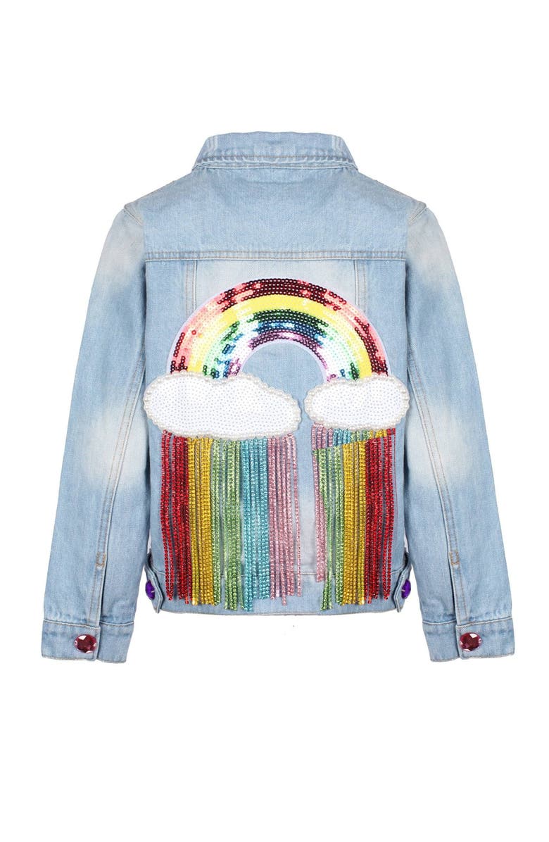 Lola + The Boys Crystal Rain Denim Jacket, Main, color, Light Blue