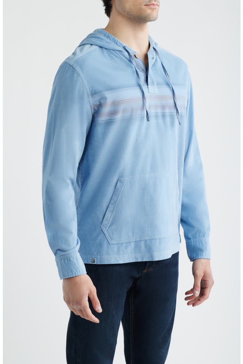 Dorn Washed Stretch Corduroy Henley Hoodie, Alternate, color, MALIBLU