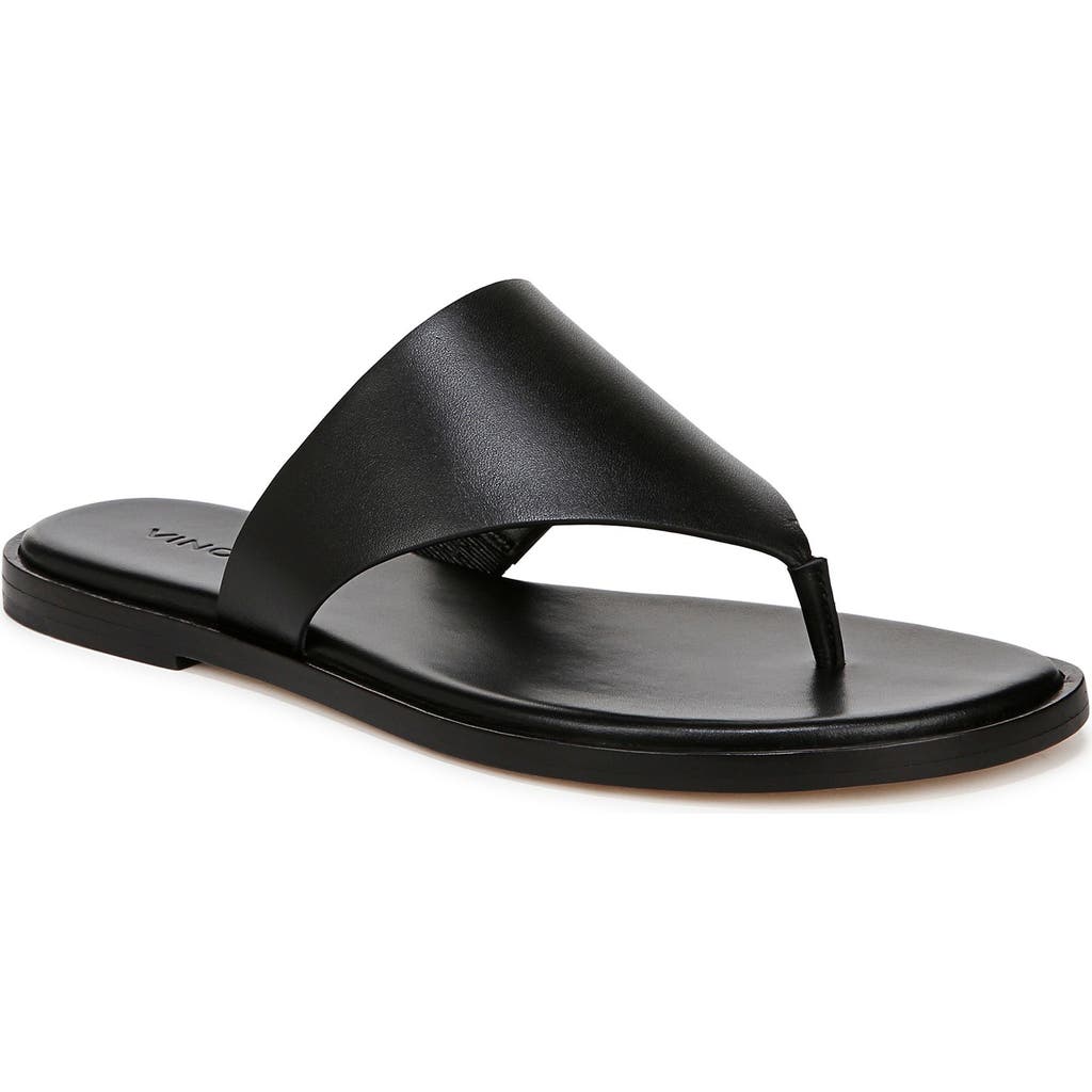 Vince Ellis Leather Slide Sandals In Black