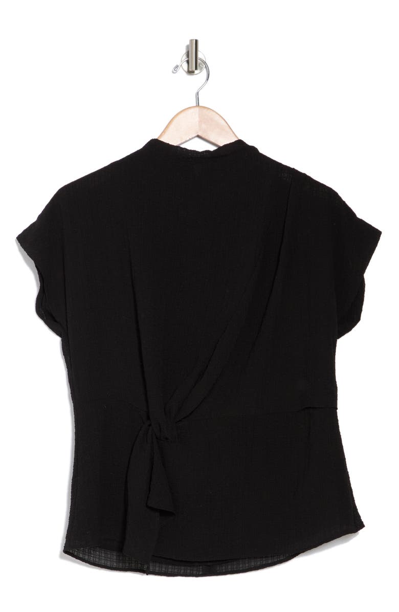 Calvin Klein Cap Sleeve Tie Waist Top, Alternate, color, Black