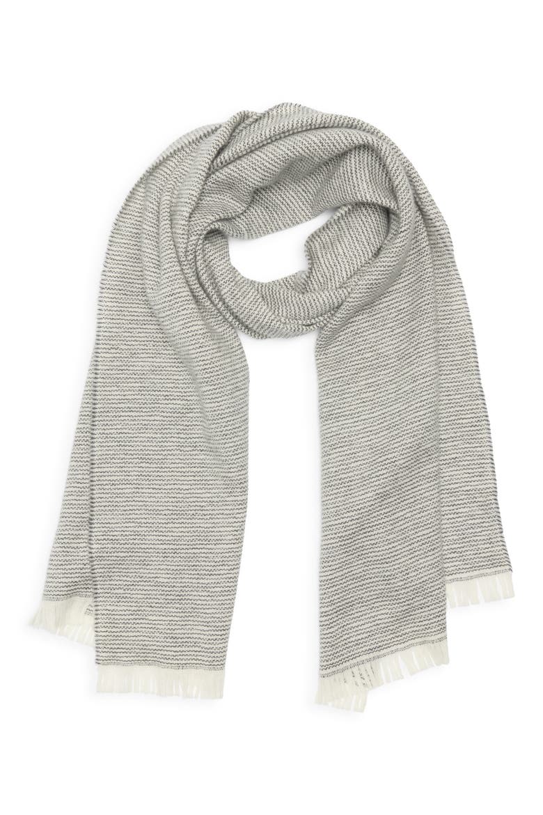 Lightweight Wool & Cashmere Wrap, Alternate, color, MID GREY - WHITE