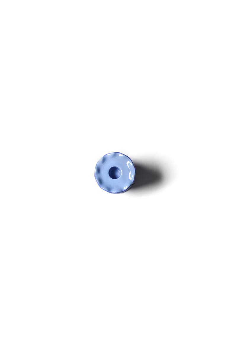 Iris Blue Small Ruffle Knob Candle Holder, Alternate, color, Blue