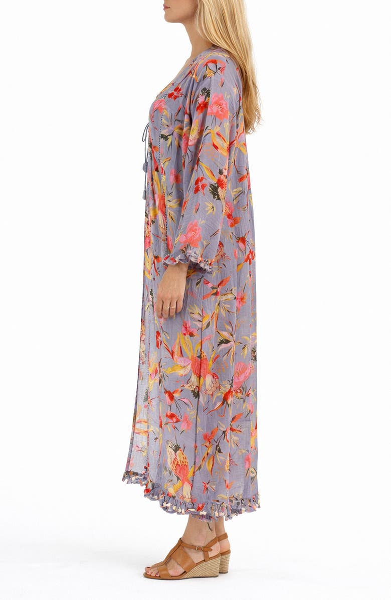 RANEES <p>Bird Print Cotton Cover-Up </p>, Alternate, color, Gray