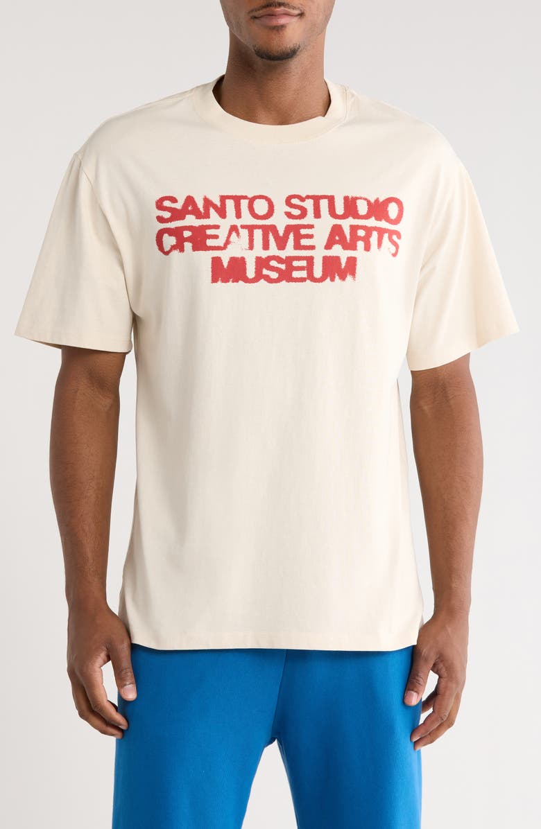 SANTO STUDIO Museum Drappo Graphic T-Shirt, Main, color, Cream