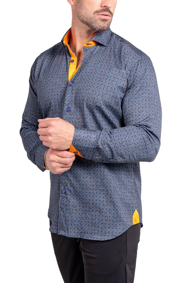 Maceoo Einstein Ascension Digital Print Stretch Cotton Button-Up Shirt, Alternate, color, Black