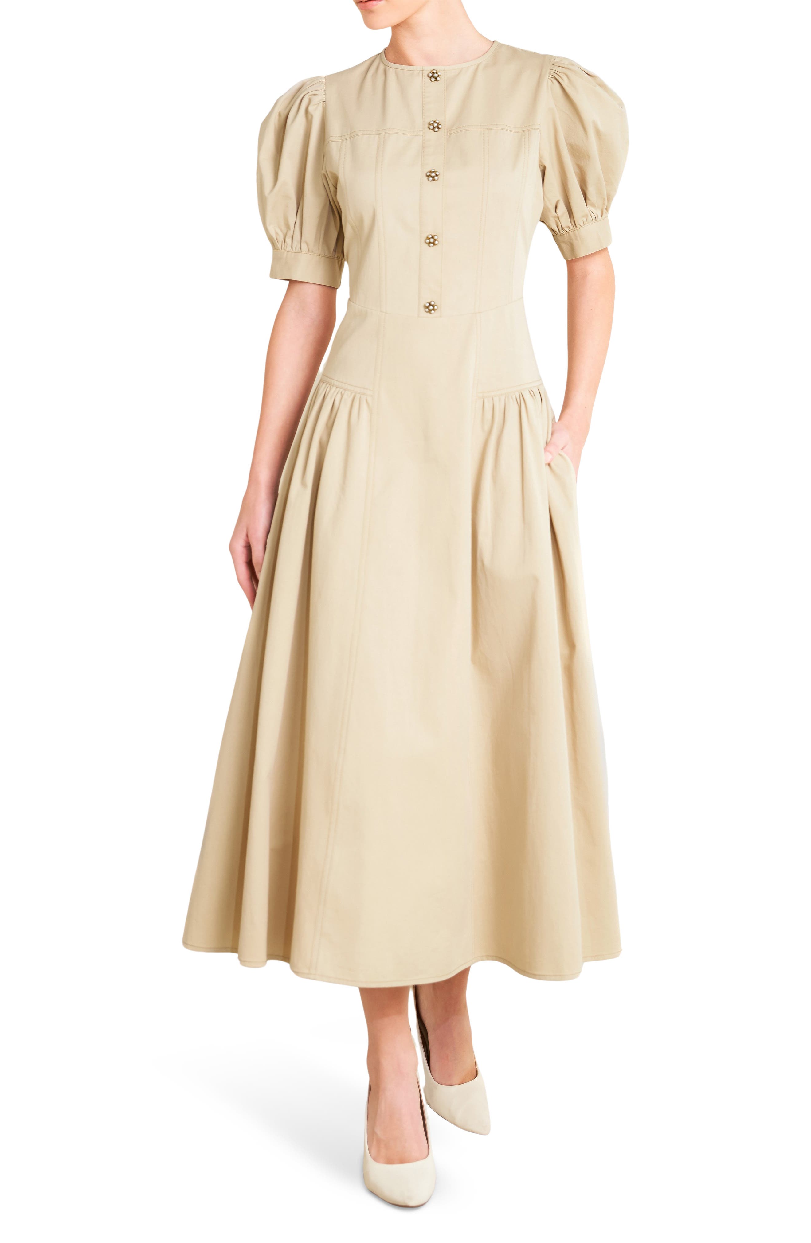 FREEMARKET Solid Midi Dress