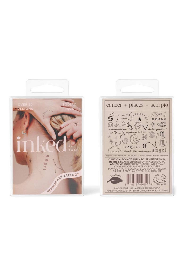 Water Zodiac Temporary Tattoos, Main, color, BLACK