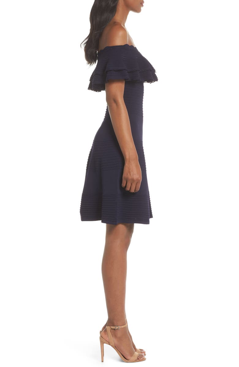 Eliza J Off the Shoulder Fit & Flare Dress, Alternate, color,