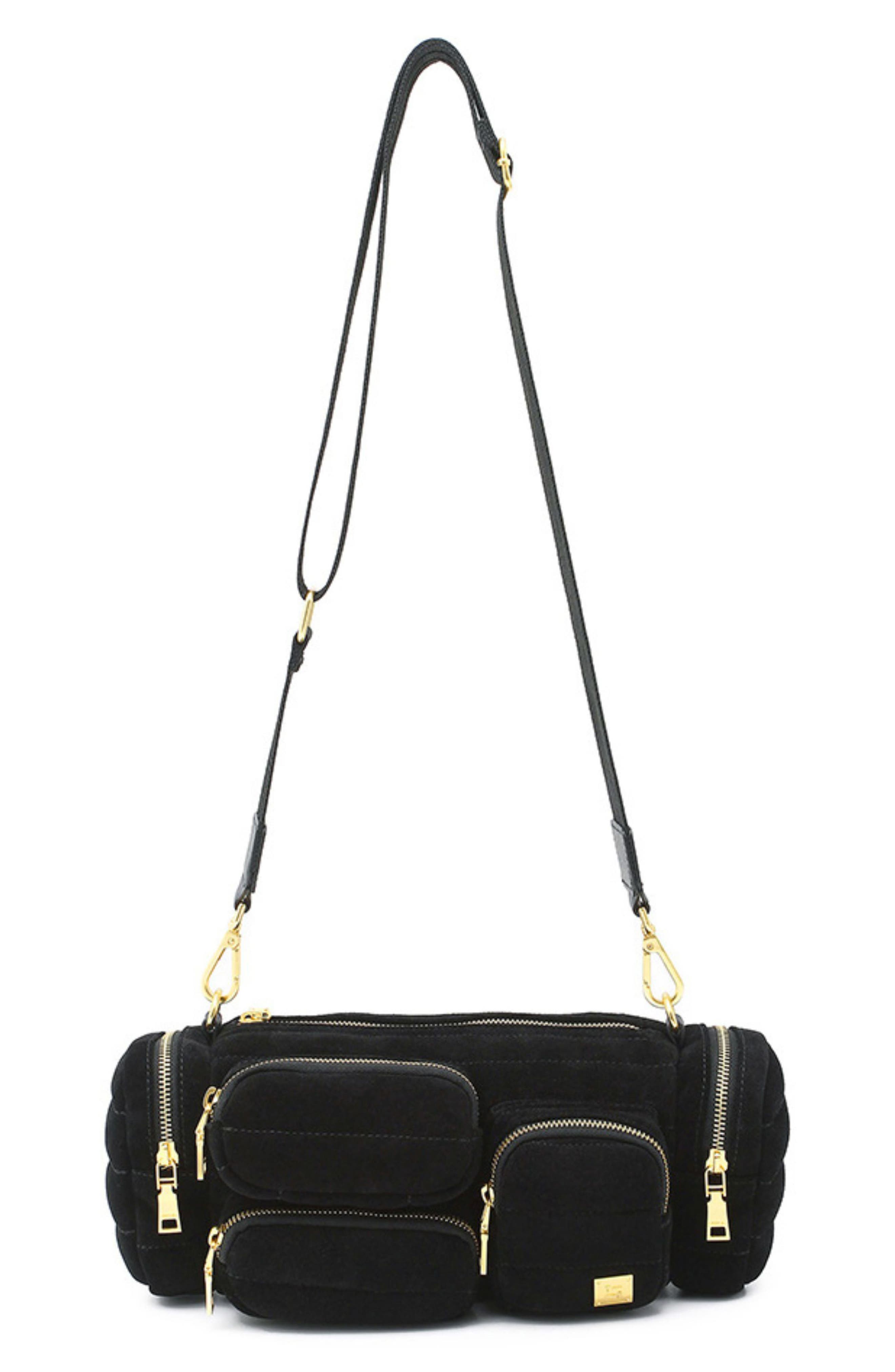 Lady Cargo Suede Crossbody Bag, Alternate, color, BLACK SUEDE