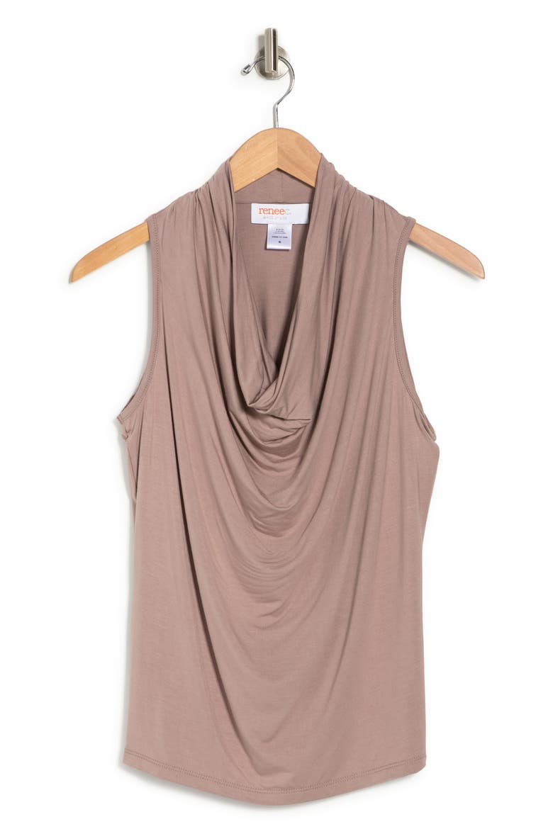Sleeveless Cowl Neck Top, Alternate, color, TAUPE