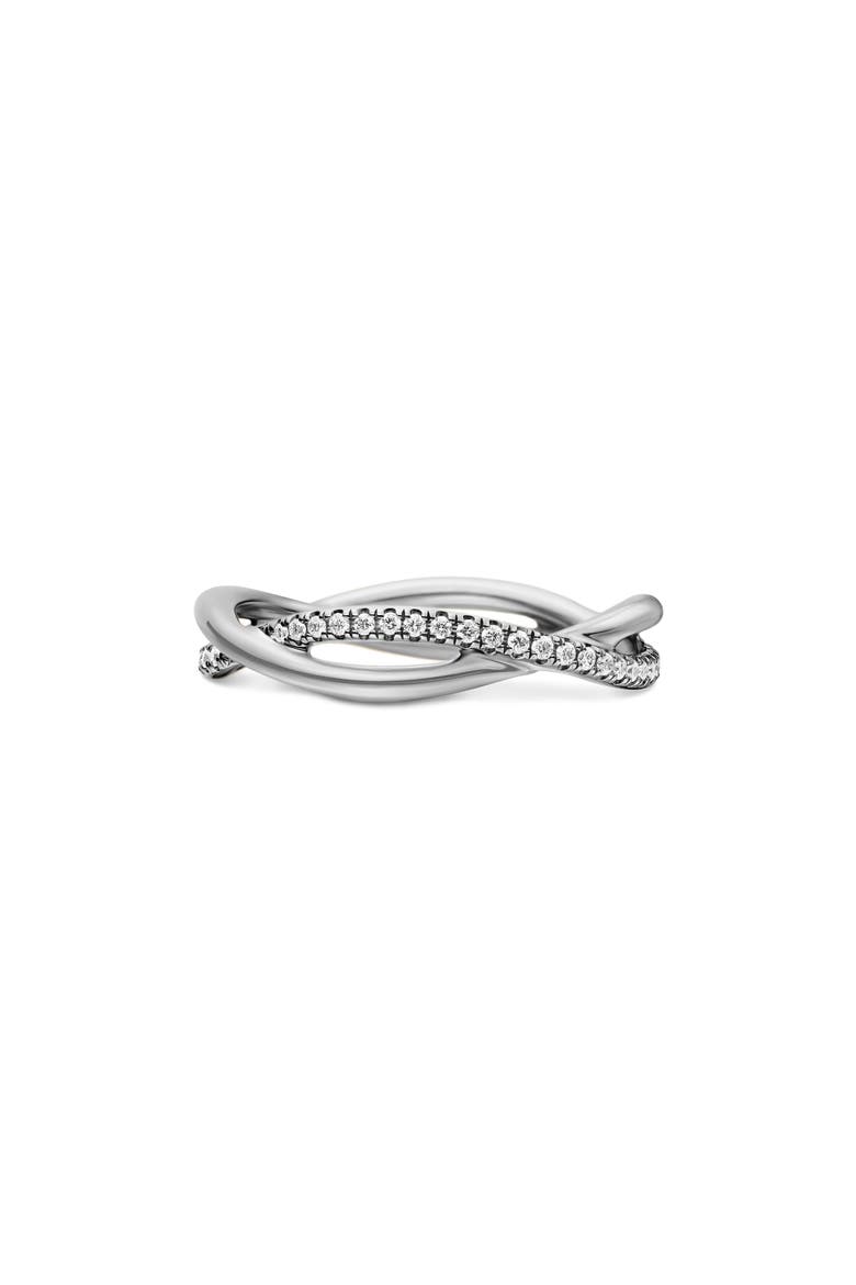 DY Lanai Band Ring in Platinum with Pavé Diamonds, Main, color, PLATINUM