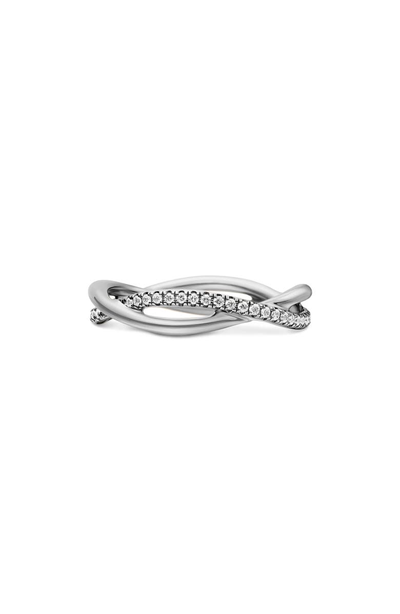 David Yurman DY Lanai Band Ring in Platinum with Pavé Diamonds, Main, color, Platinum