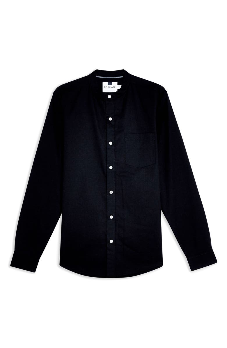 Topman Slim Fit Band Collar Oxford Button-Up Shirt, Alternate, color,