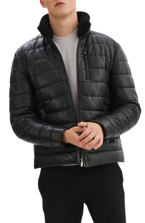 Regency Leather Puffer Jacket In Black