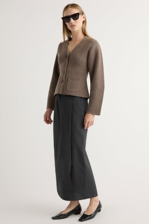 Modern Citizen Elinor Organic Cotton Wool V-neck Cardigan In Brown