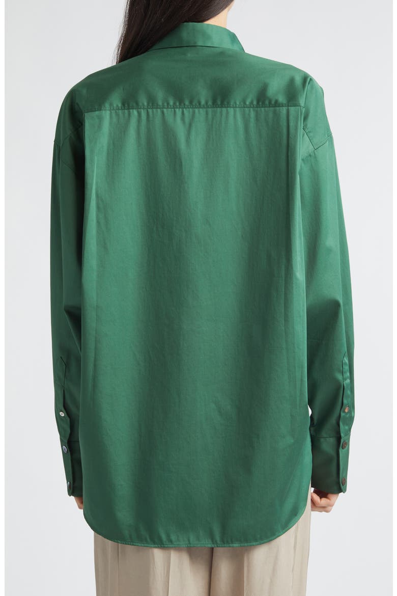 Doona Oversize Stretch Cotton Button-Up Shirt, Alternate, color, GREEN