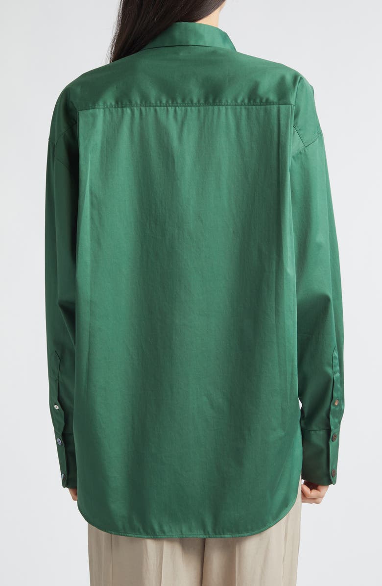 GIA STUDIOS Doona Oversize Stretch Cotton Button-Up Shirt, Alternate, color, Green