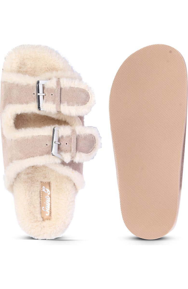 SAINT G Oleander Faux Fur Slide Sandal, Alternate, color, Taupe