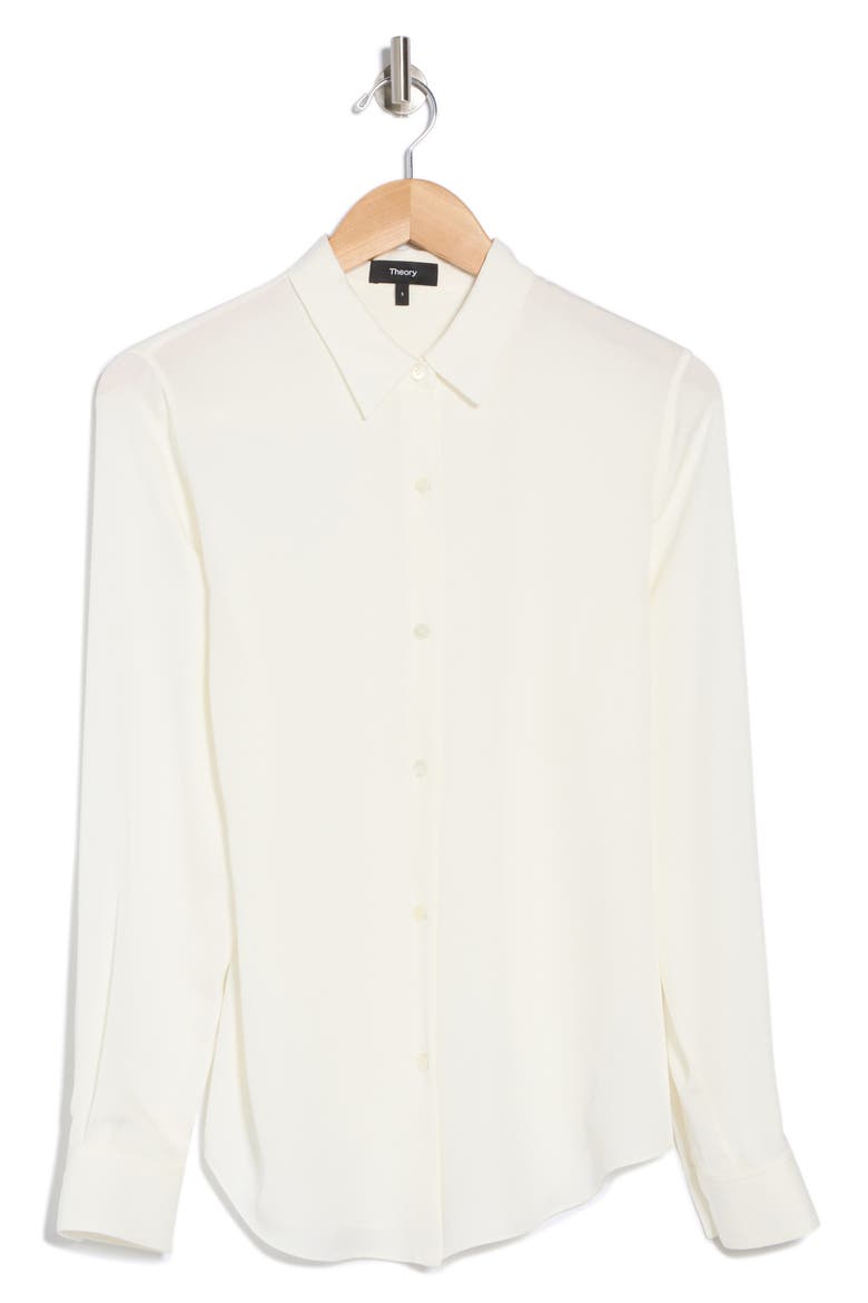 Silk Button-Up Shirt, Alternate, color, IVORY