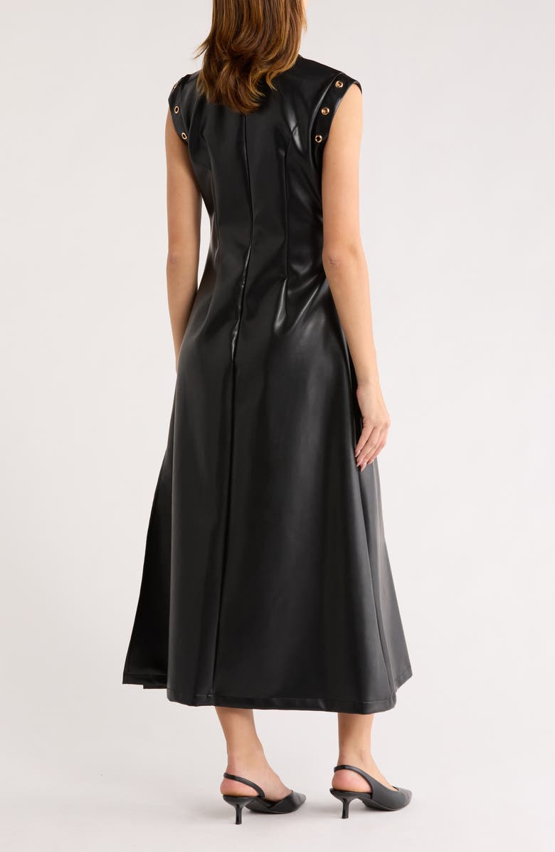 AREA STARS Zera Sleeveless Faux Leather Midi Dress, Alternate, color, Black