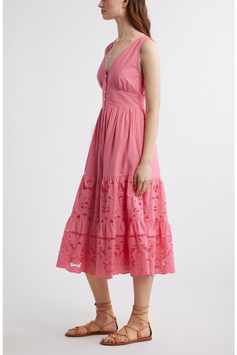 Lace Detail Sleeveless Cotton Dress, Alternate, color, PINK LEMONADE