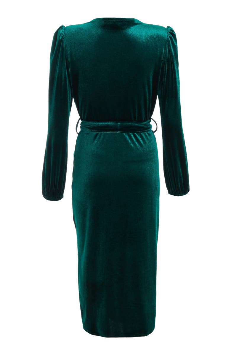 QUIZ Velvet Wrap Ruched Midi Dress, Alternate, color, 