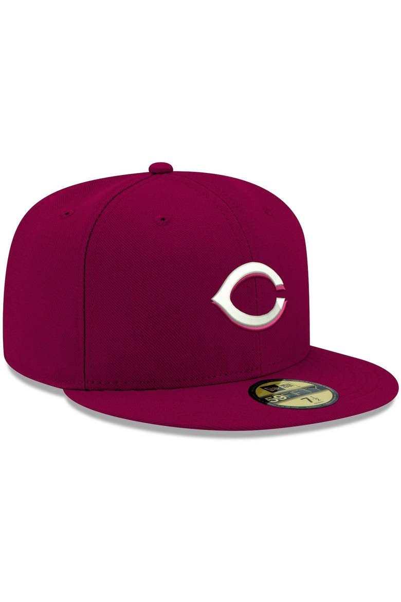 Men's New Era Cardinal Cincinnati Reds White Logo 59FIFTY Fitted Hat, Alternate, color, Cardinal