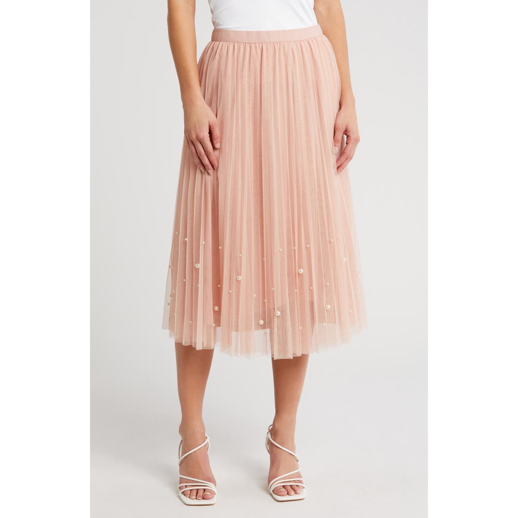 Dr2 By Daniel Rainn Imitation Pearl Tulle Skirt In Pink