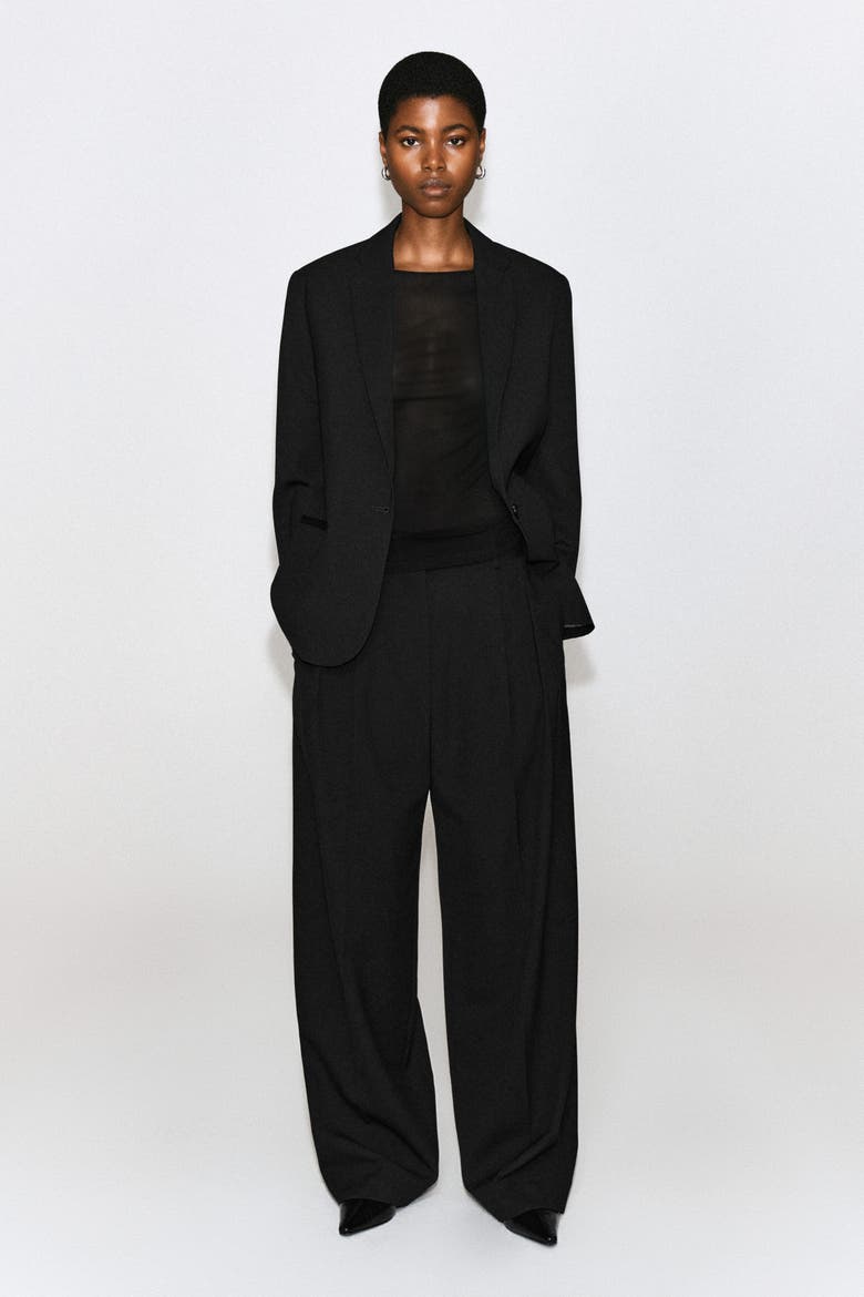 Slim Ribbed Silk Top, Alternate, color, BLACK