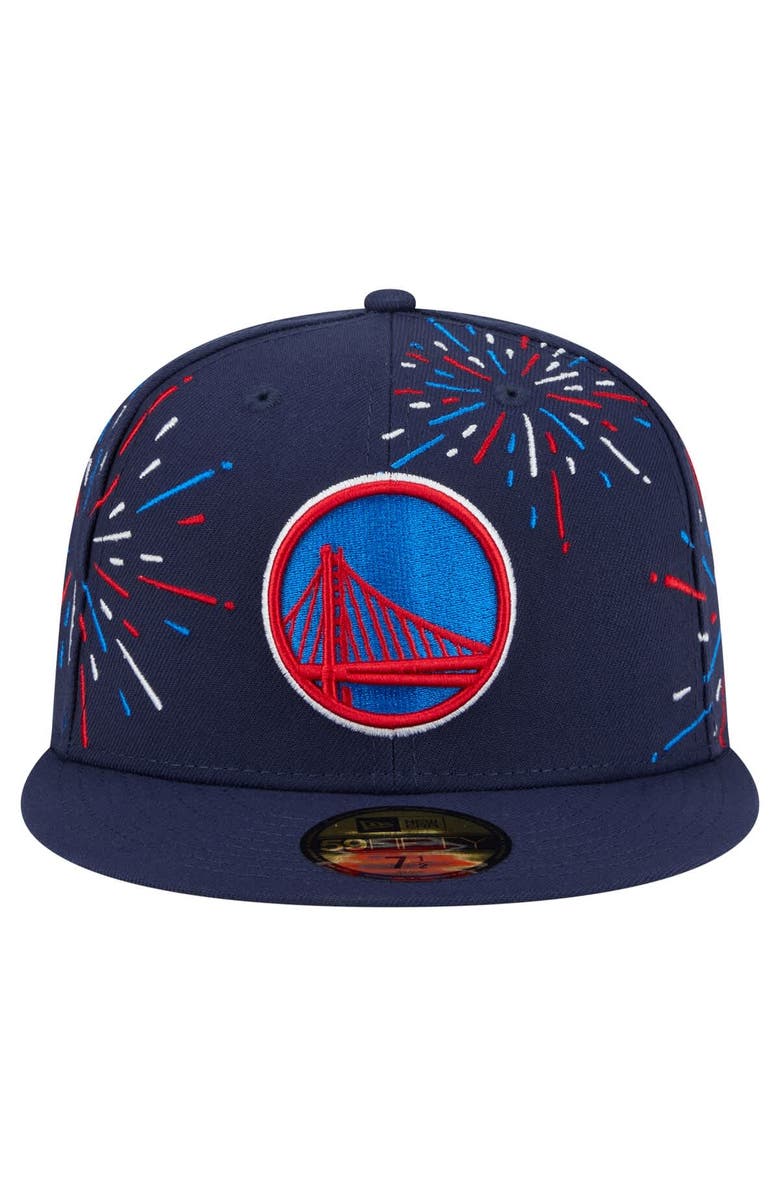 New Era Men's New Era Navy Golden State Warriors Americana Fireworks 59FIFTY Fitted Hat, Alternate, color, Navy