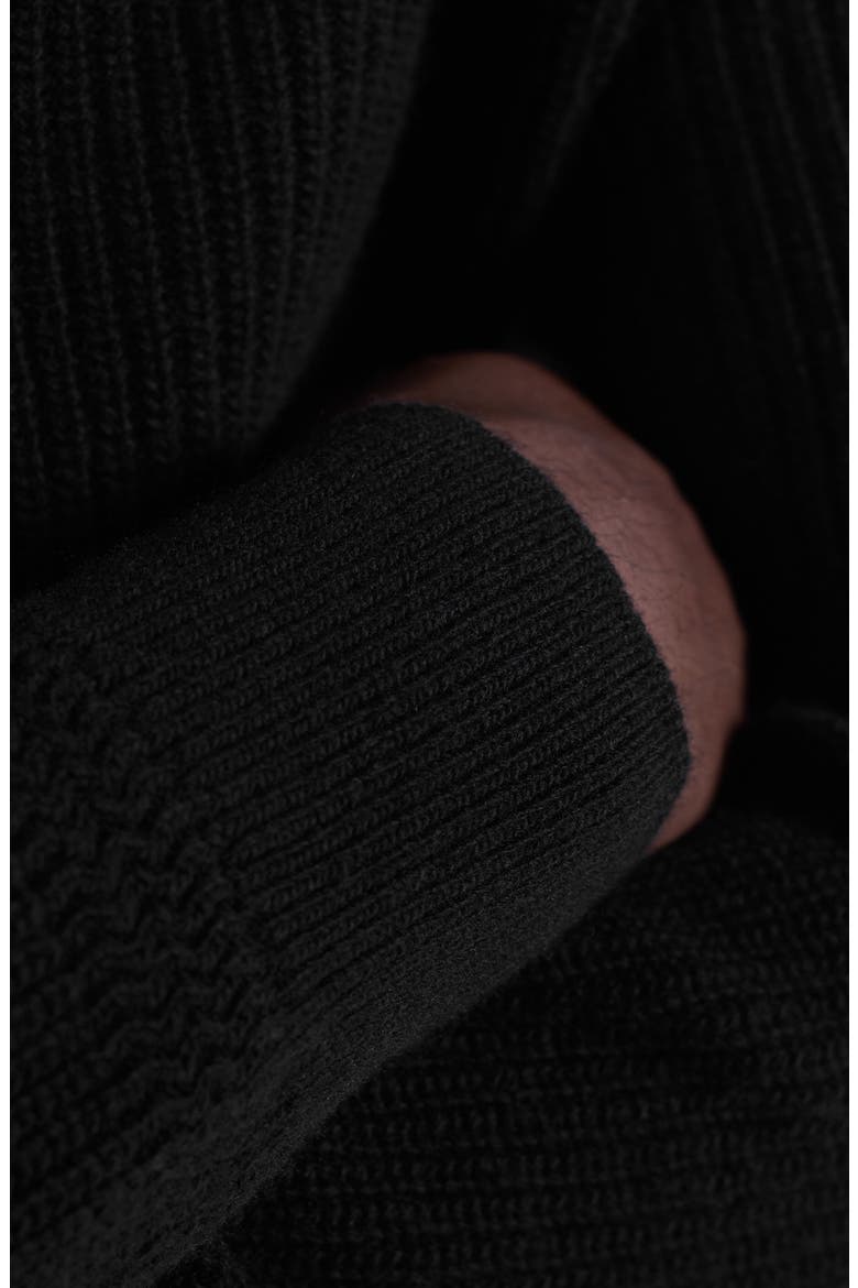 Merino Wool & Cotton Quarter Zip Pullover, Alternate, color, BLACK