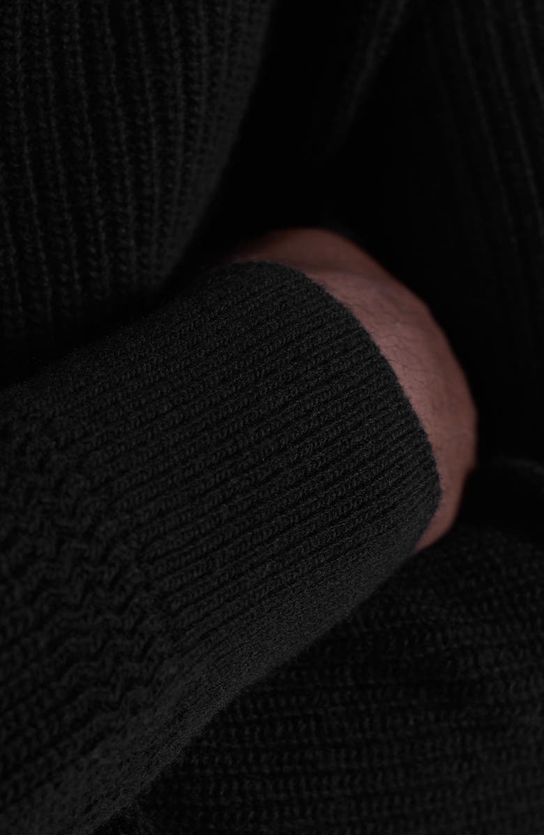 Bugatchi Merino Wool & Cotton Quarter Zip Pullover, Alternate, color, Black