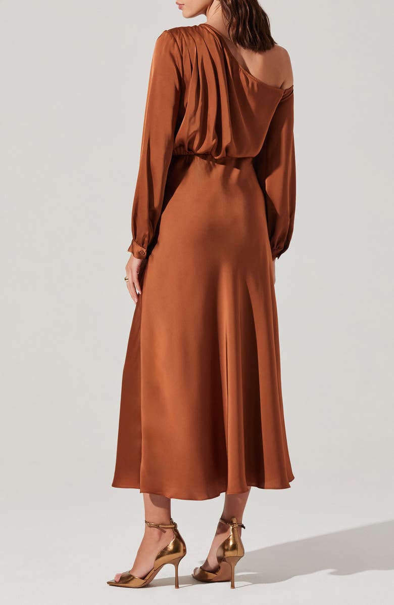 ASTR the Label Elwood One-Shoulder Long Sleeve Satin Cocktail Dress, Alternate, color,