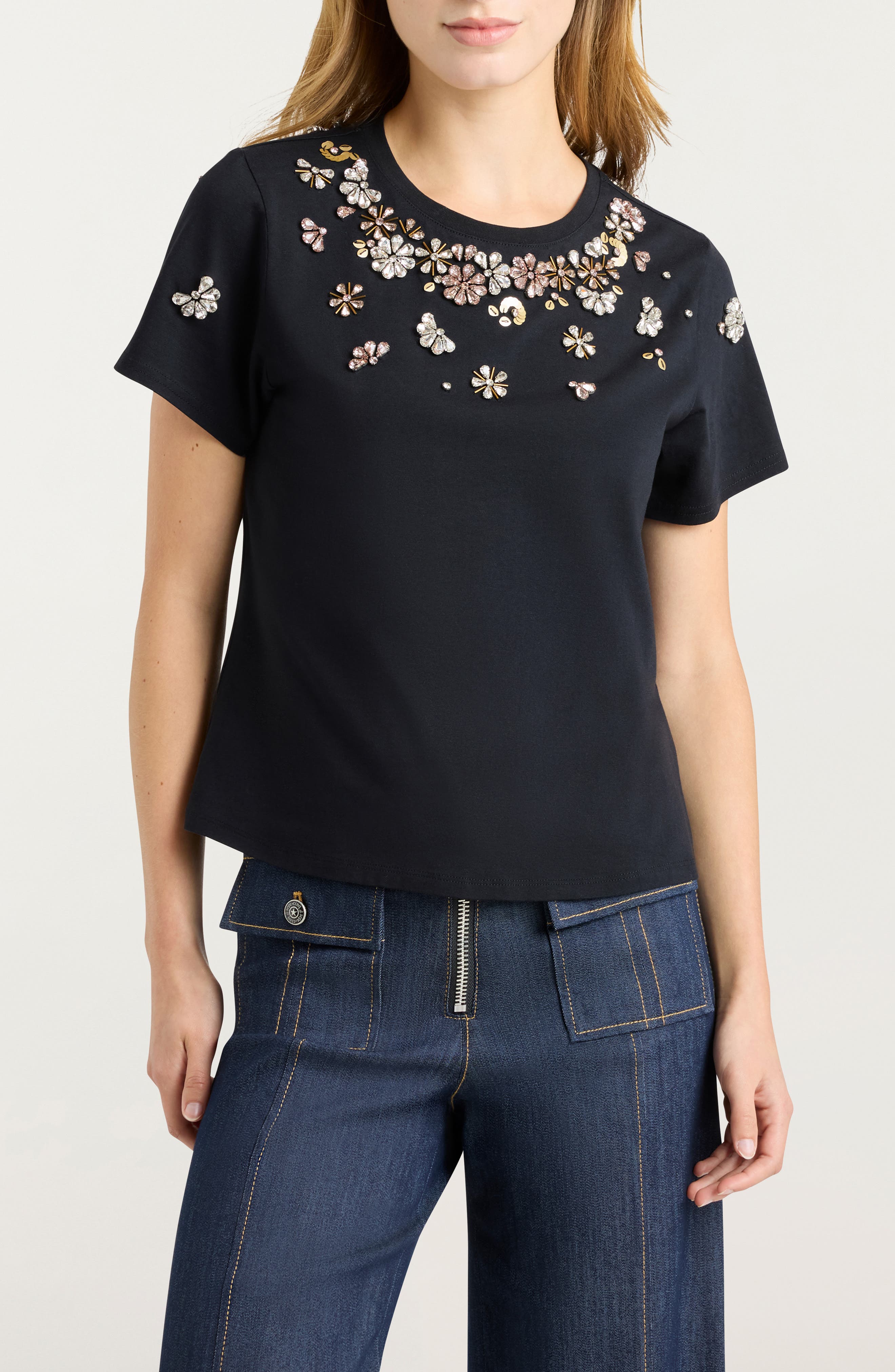 Tumbling Flowers Shrunken T-Shirt