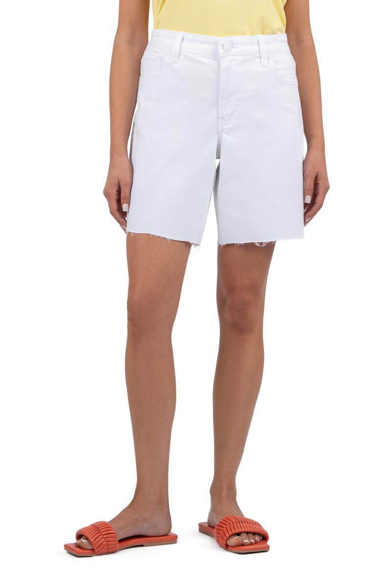 Hailey Cutoff Bermuda Denim Shorts, Main, color, OPTIC WHITE