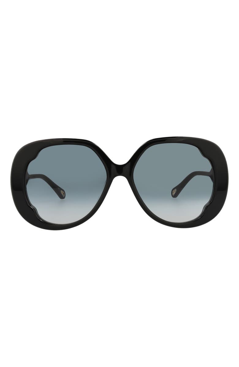 Chloé 56mm Oval Sunglasses, Main, color, Black Black Grey