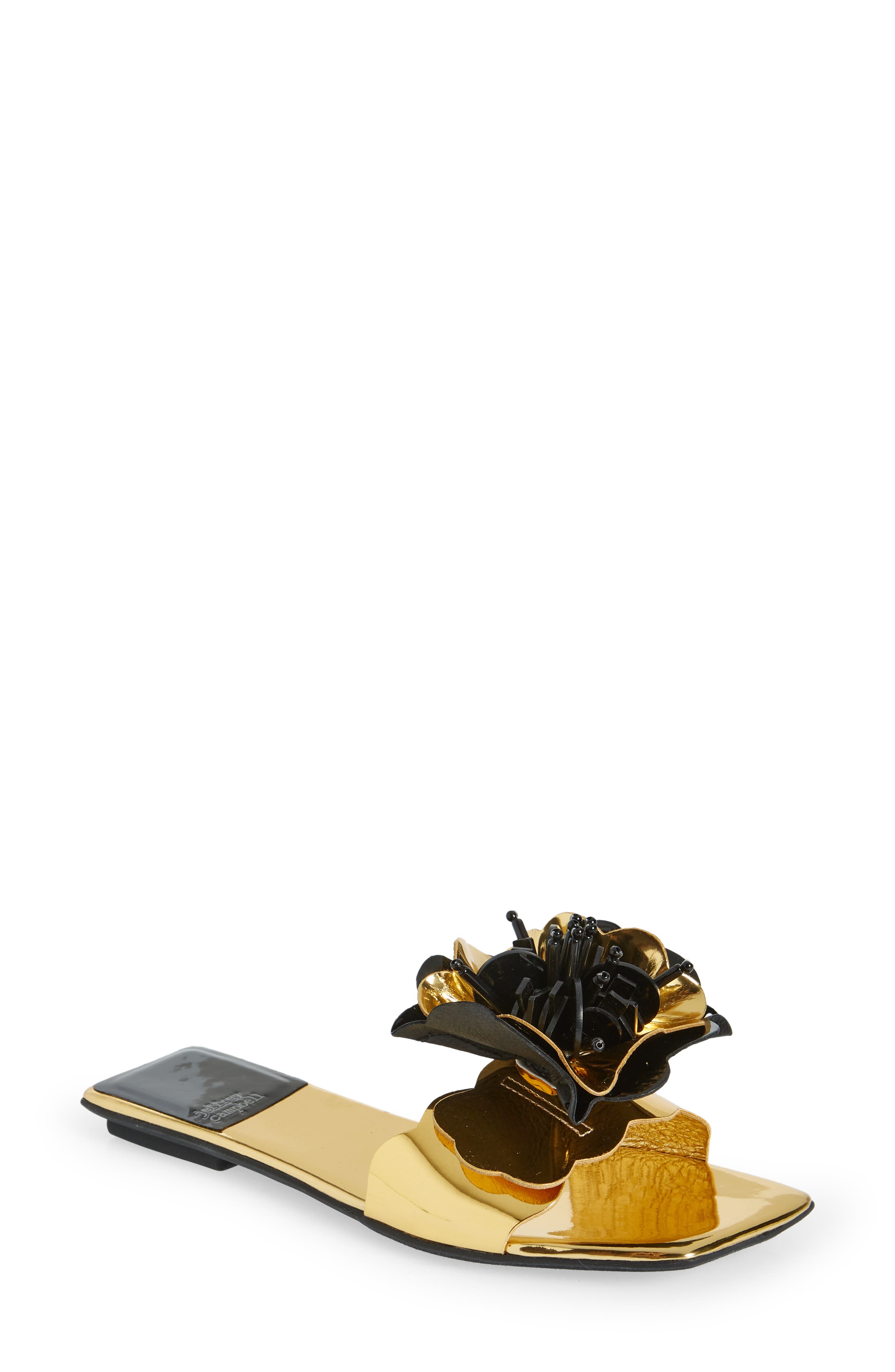 Bloomsday Sandal, Main, color, BLACK GOLD COMBO