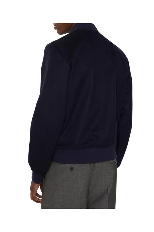 Burberry Cashmere Bomber Jacket In Blue