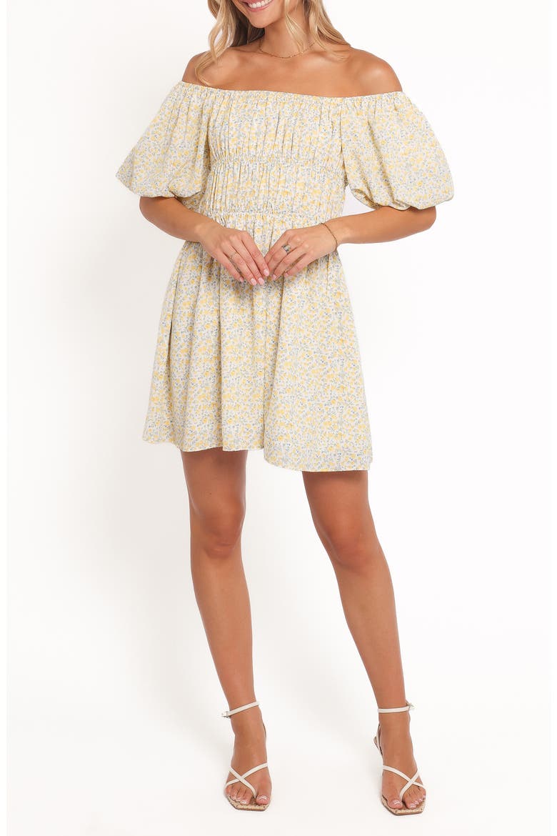 Tori Off the Shoulder Minidress, Main, color, YELLOW FLORAL