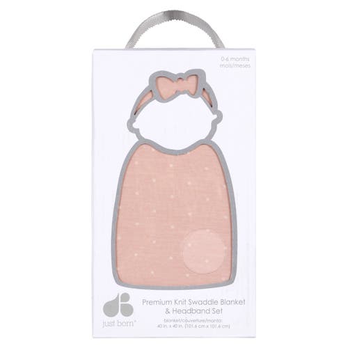 Just Born Swaddle Blanket & Headband Set In Pink