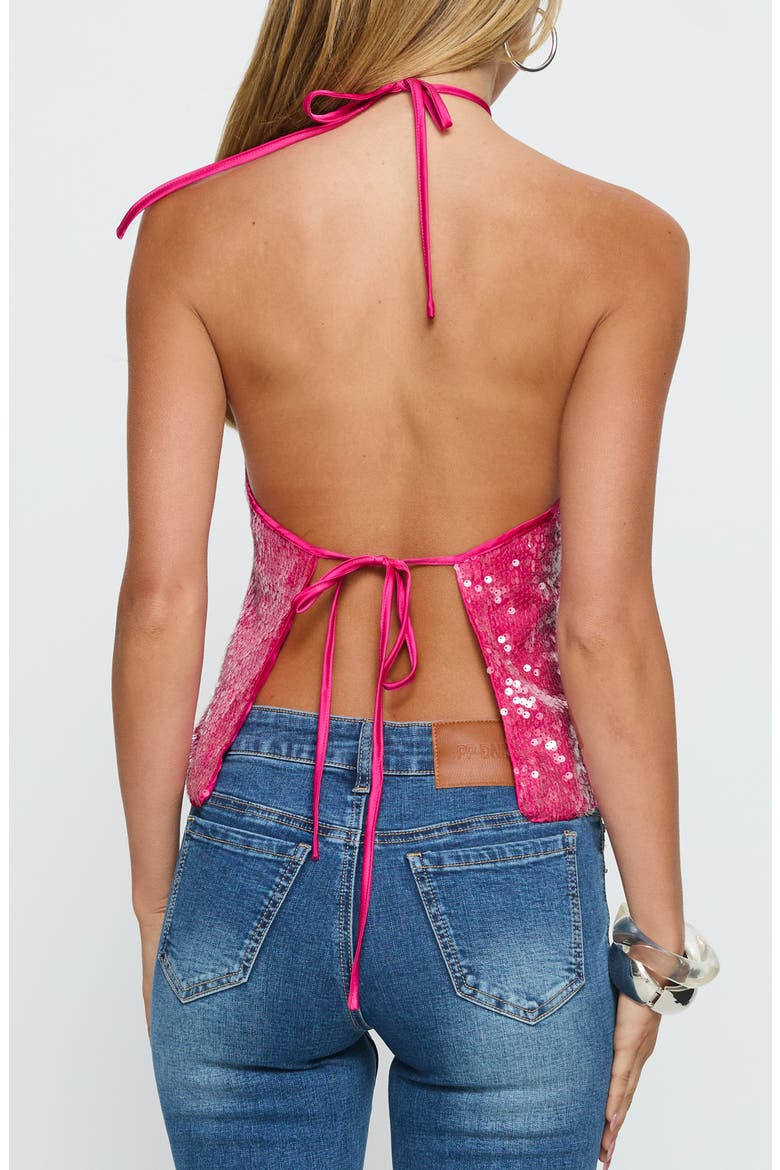 Sun Salutations Sequin Halter Top, Alternate, color, PINK