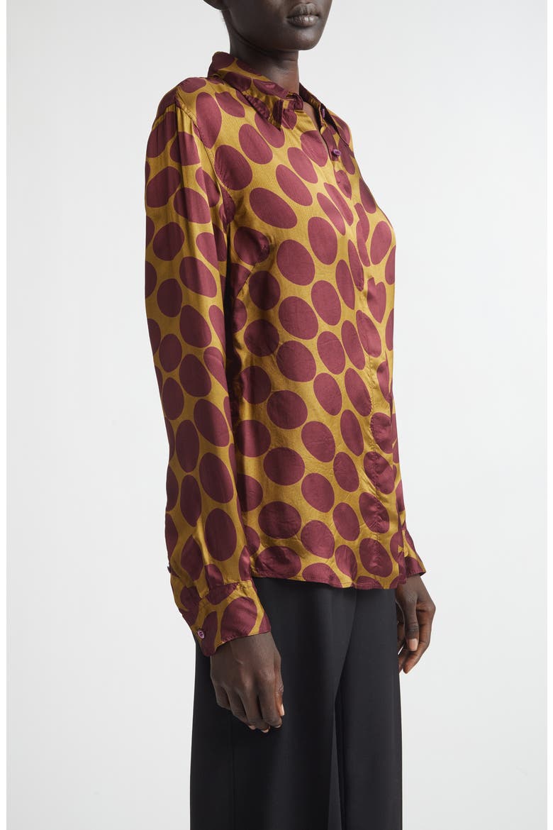 Chowy Fountain of Eggs Print Twill Button-Up Shirt, Alternate, color, CAMEL